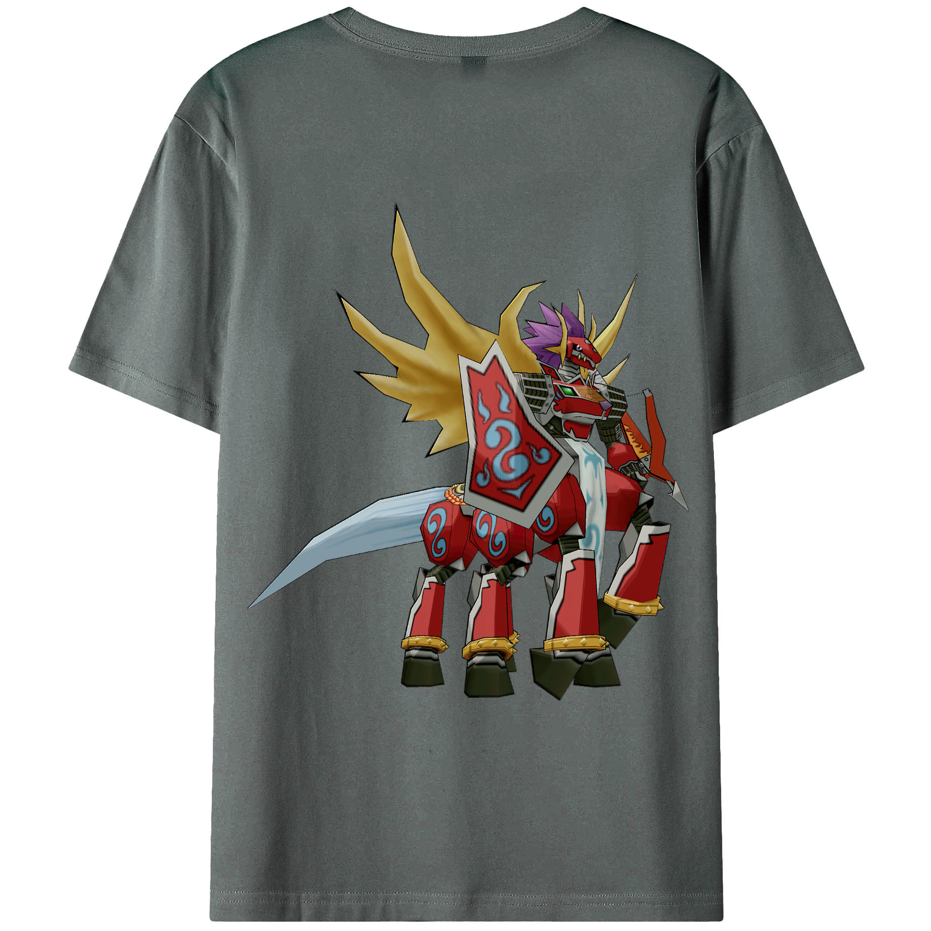 （画像用） Digimon デジタルモンスター/デジモン 綿100％ メンズ半袖Tシャツ（バックプリント） 通気性